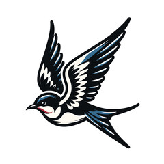 Obraz premium Classic Swallow Bird Illustration Vintage Tattoo Style Vector Graphic