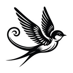 Obraz premium Elegant Black and White Swallow Bird Illustration Vector Graphic Design