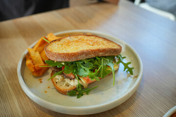 Fresh sandwich with rocket 