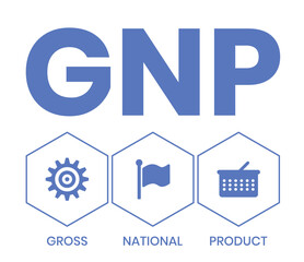 GNP - gross national product business concept background. vector illustration concept with keywords and icons. lettering illustration with icons for web banner, flyer, landing page, presentation