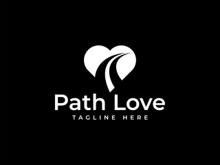 love path logo vector illustration. heart path logo template