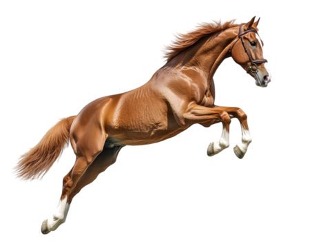 Horse long jump isolated on white