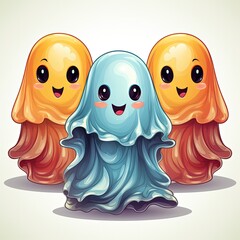 Obraz premium Spooky and Cute Ghost Illustration Isolated for Halloween Festivities