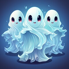 Obraz premium Spooky and Cute Ghost Illustration Isolated for Halloween Festivities