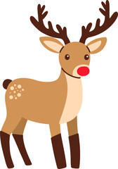 Cute Cartoon Reindeer with Red Nose