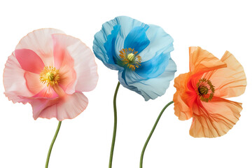 Three Poppies in Different Colors