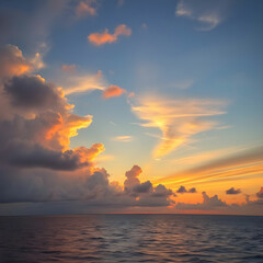 Fototapeta premium Beautiful shot of the sunset with colorful clouds above the sea