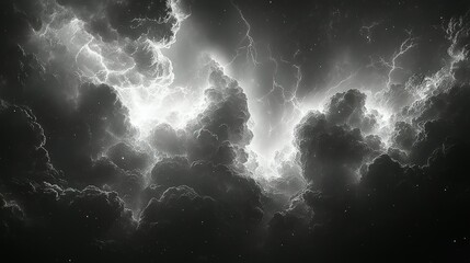 Obraz premium Bright White Lightning Bolts Splitting Dark Clouds