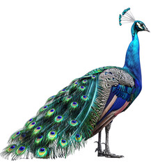 Obraz premium Peacock with Folded Tail Feathers