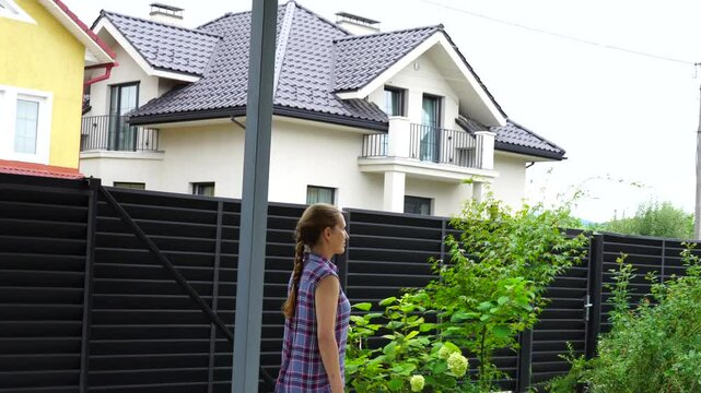Senior woman walks relaxing outdoor