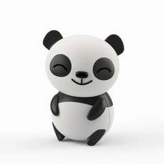 Naklejka premium Cute, funny panda in 3D style on a white background 