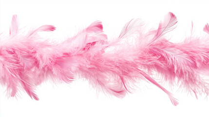 Obraz premium Pink feather boa isolated on white background, party isolated png like style.. Isolated on white background png like style. Created using Generative AI Technology 