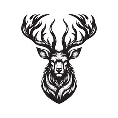Silhouette deer head logo icon vector art illustration on white background