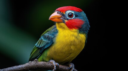 Obraz premium Colorful bird perched on a branch with vibrant plumage.