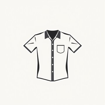 recommend clip art: Minimalist short-sleeve shirt design displayed on a neutral background for fashion inspiration and clothing illustration