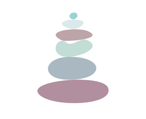 Meditation balance stone pyramid. Stacked pebbles pastel colors object vector illustration isolated white background.