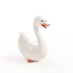 Fototapeta premium Cute, funny swan in 3D style on a white background 