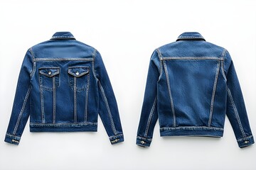 Classic denim jacket on a hanger isolated Classic denim jacket on a hanger isolated Modern blue jeans denim jacket isolated on white background, with clipping path