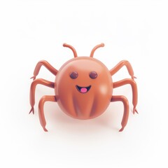 Obraz premium Cute, funny tick in 3D style on a white background 