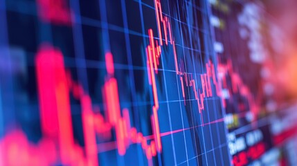 A close-up of a digital screen displaying a downward-trending line graph