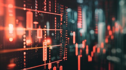 A close-up of a digital screen displaying a downward-trending line graph