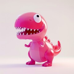 Fototapeta premium Cute, funny tyrannosaur in 3D style on a white background 