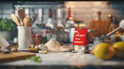  red allergen-free label on food package, highlighting importance of allergen awareness and safety in food consumption.