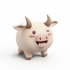 Cute, funny yak in 3D style on a white background
