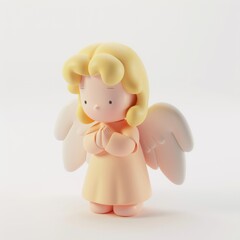 Cute, funny  angel in 3D style on a white background
