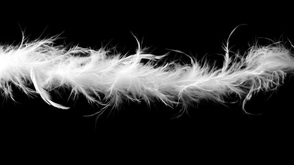 Obraz premium White feather boa isolated on black background, party isolated png like style.. Isolated on black background png like style. Created using Generative AI Technology 