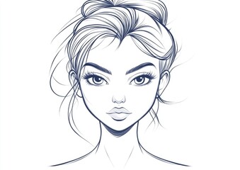 Line art illustration depicting a cartoon style female face