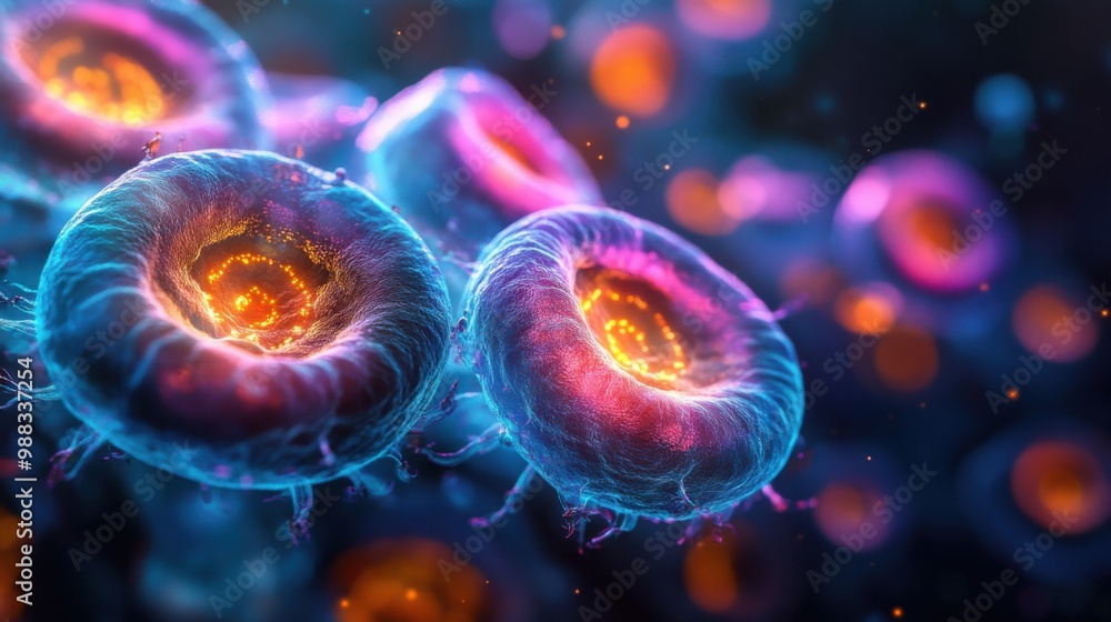 Poster biomechanically designed fluorescent microscope cells represent the cutting edge of technology, adva