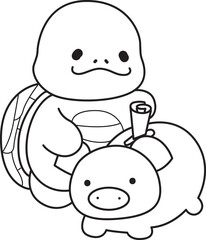 Obraz premium Free printable cute turtle for kindergarten. Preschool outline printable education turtle animal. 