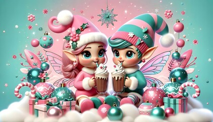Fototapeta premium Duendecillas Navideñas: Magia y Dulzura
