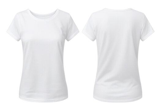 T-shirt mockup. white blank t-shirt front and back views. female clothes wearing clear attractive apparel tshirt models template 