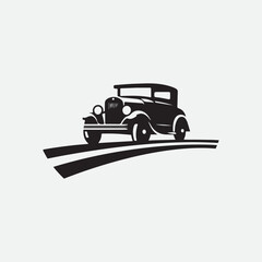 Classic retro car illustration logo vector.  
Classic muscle car vector labels, emblems and badges set. Retro vehicle, old automotive transportation logo illustration