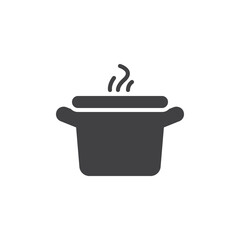 Saucepan with steam vector icon