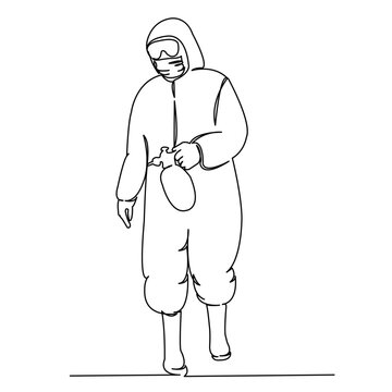 recommend clip art: One continuous single drawing line art flat doodle man, safety, suit, chemical, protective. Isolated image hand draw contour on a white background
                    