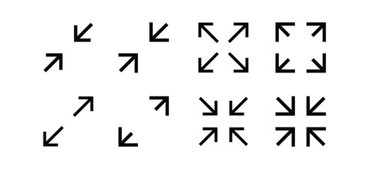 Fullscreen vector Icon with Arrows. Expand Maximize and minimize signs for Screen