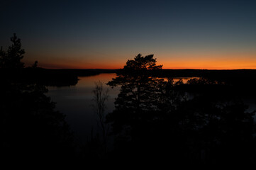 Colorful sunset near Stora Hammarsundet Askersund Sweden