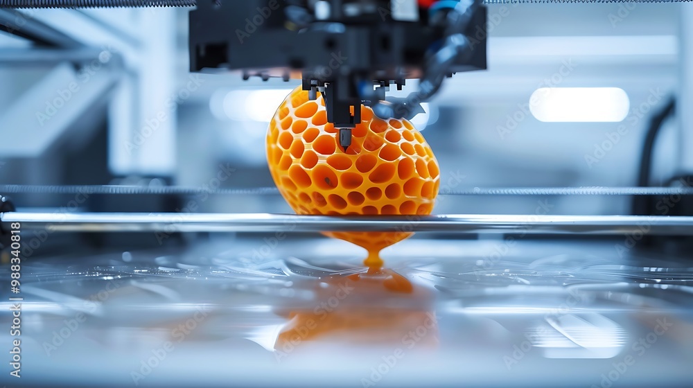 Poster Close-up of a 3D printer creating a detailed object layer by layer.