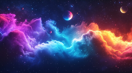 Obraz premium Colorful glowing space background