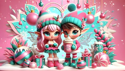 Naklejka premium Duendecillas Navideñas: Magia y Dulzura