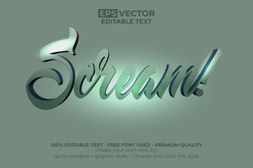 Scream Text Effect Green Shiny Style. Editable Text Effect.