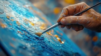 Close-up of a portrait on a new canvas, reflecting the artist's creativity and freedom in creating the work.