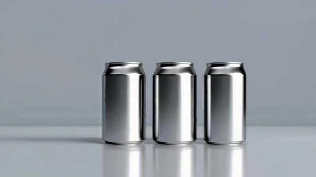 Aluminum Cans Mockups  can, isolated, metal, white, tin, container, drink, silver, blank, aluminum, food, steel, object, soda, box, bottle, jar, salt, glass, closeup, bev High quality HD 4K Video Clip
