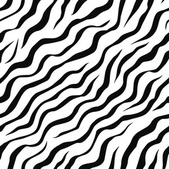 Zebra print pattern vector. Zebra stripes pattern, animal skin texture, abstract black stripes pattern. Hand drawn vector illustration.