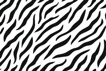 Zebra print pattern vector. Zebra stripes pattern, animal skin texture, abstract black stripes pattern. Hand drawn vector illustration.
