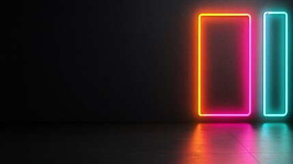 Colorful Neon Rectangles on Dark Textured Background