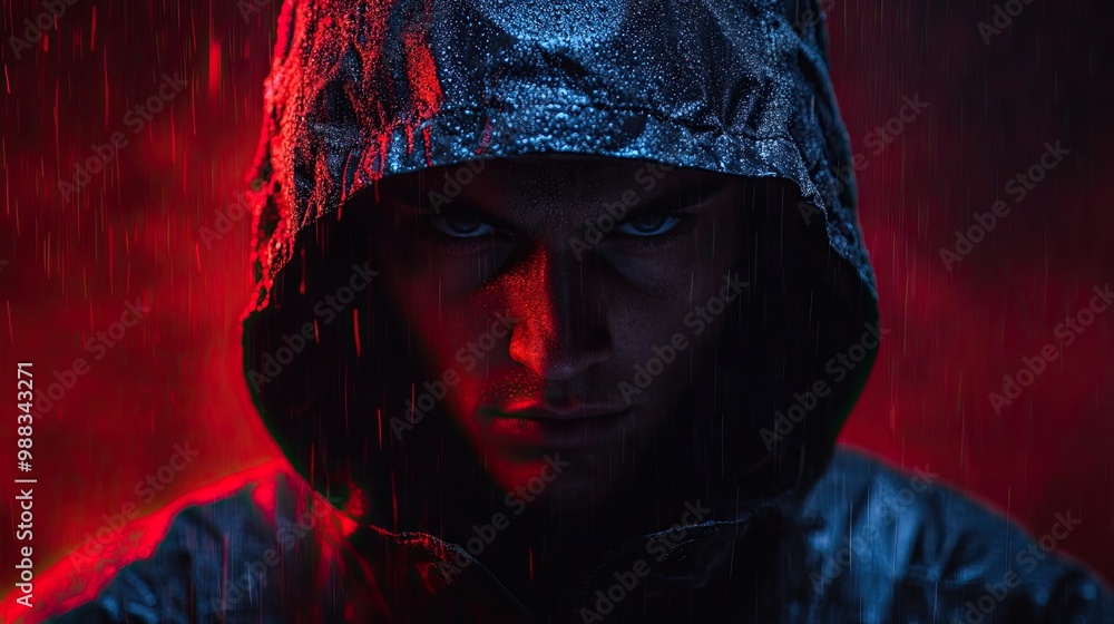 Poster american hacker in military unifrorm on dark web cyberwar concept